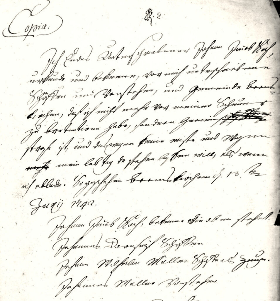 Typischer Vorgang aus dem Gemeindearchiv