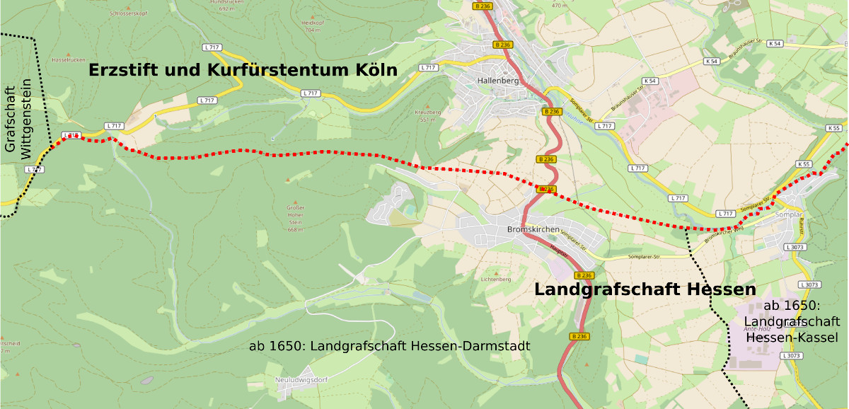 Karte mit Grenzziehung aus 1537