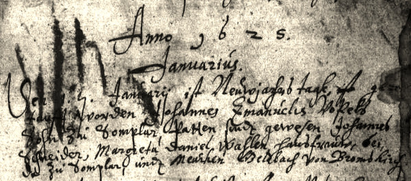 Erster Kirchenbucheintrag von 1625